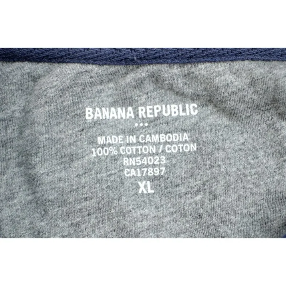 Banana Republic Sweater Men XL Blue 100% Cotton Long Sleeve 1/4 Button Mock Neck